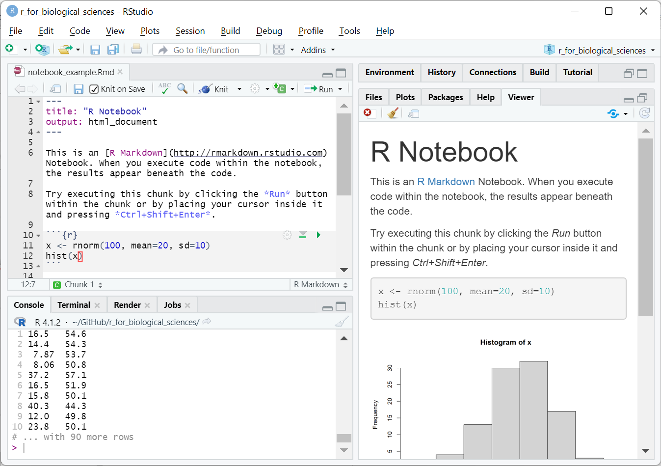 RMarkdown notebook example after running